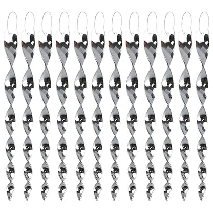 Bird Scare Rods Silver Hanging Plastic Bird Deterrent Device, Wind Driven Rotation Reflective Scare Rods to Keep Birds Away from House Windows Outdoor Garden Yard 12Pcs - color: Silver