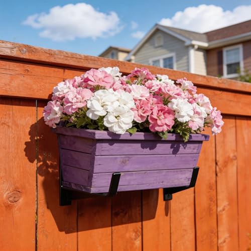 Window Box Brackets, 6 inch Flower Planter Box Brackets, Heavy Duty Metal Flower Box Wall Mounting Hooks for Railings, Garden, Balcony, Fences, Black(4 Pack ) - size: 4 Pack