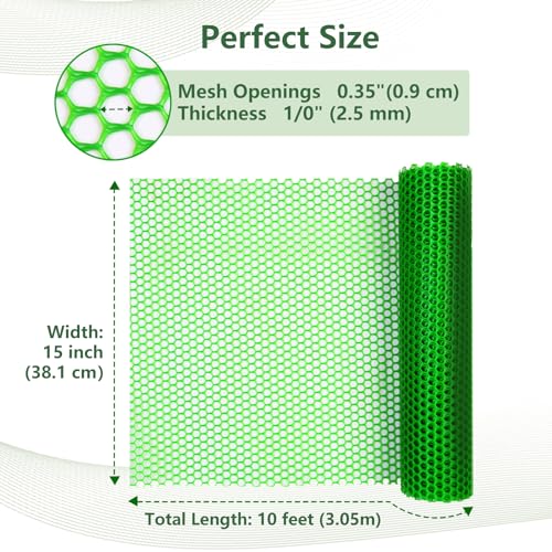 Wire Mesh Fence Roll 15.7in x 16.4ft,Green PVC Garden mesh Sheet Plant Barrier Netting Temporary Fencing for Poultry Netting Fence Dogs, Rabbit, Animal Floral Net Protection