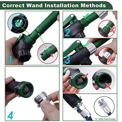 Heavy Duty 28 Inch Watering Wand with Pivoting Head, Adjustable Garden Hose Water Sprayer Wand with Ergonomic Handle, Spray 6 Watering Patterns, Perfect for Watering Seedling Beds, Flowers - size: 28 Inch