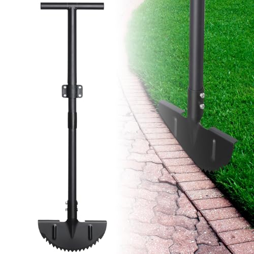 Heavy Duty Edger Lawn Tool, 34-49 in Adjustable Carbon Steel Weed Cutter with Comfort-Grip Rubber Handle – Ideal for Lawn Edging, Yard Maintenance, and Garden Landscaping, Black