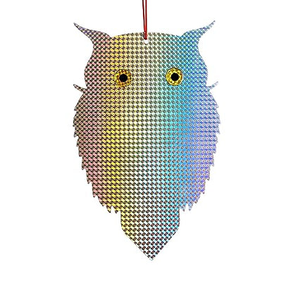 OFFO Owl Decoy to Scare Birds Away Bird Device (No Bell) for Woodpecker Pigeon Plastic Hanging Outdoors Reflective Keep Birds Away Home and Garden 1 PCS - style: Without bells