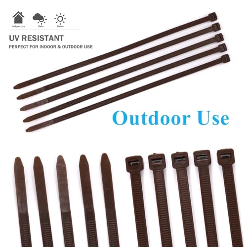 Dark Brown Cable Zip Tie Heavy Duty 8 Inch 100 Pack UV Resistant - size: 8"-brown-100 pcs