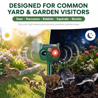 4 Pack Solar Deer & Raccoon Repellent Outdoor for Garden & Vegetable Beds