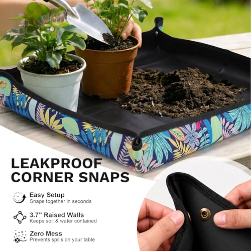 LIHAO Repotting Mat, 29.5x29.5 Waterproof Potting Tray for Indoor Plants