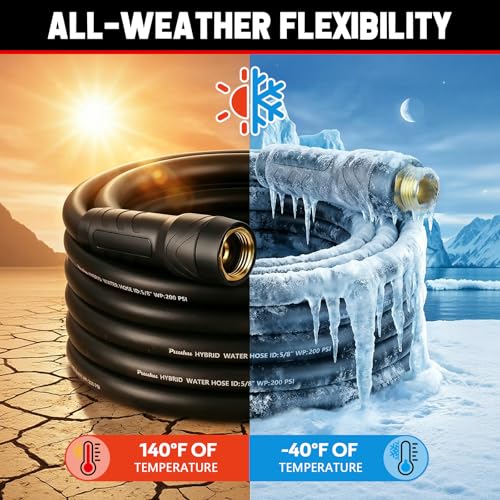 Garden Hose 6ft x 5/8", NON-EXPANDABLE Heavy Duty Premium Flexible Hose - color: Black, size: 6ft