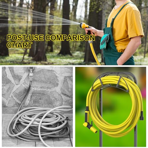 Suchek Garden Hose Holder, Upgraded 4 Spikes Water Hose Holder, Heavy Duty Hose Stand Holds 150ft Hose, Freestanding Hose Hanger, Hose Storage Organizer for Outside Yard Lawn (Black) - style: 4 Spikes-Black