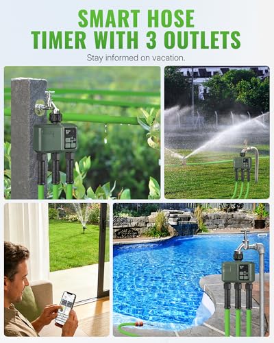 WiFi Water Timer for Garden Hose, Sprinkler Timer 3 Zone, 3 Outlet Smart Hose Watering with WiFi Irrigation Controller, Automatic Irrigation System/Rain Delay/Manual Watering D33WT06 - style: 3 ZONE
