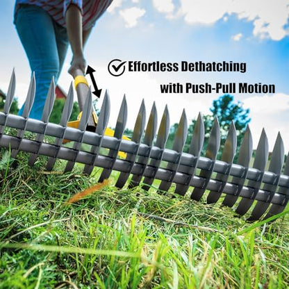 Manual Thatch Rake, 15" Dual-Sided Head with 19 Sharp Tines,55" Adjustable - size: 55''