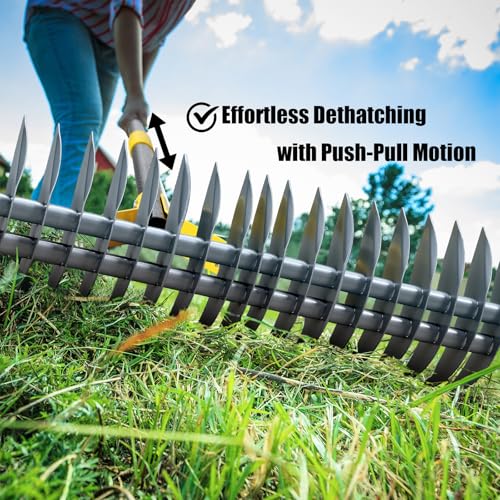Manual Thatch Rake, 15" Dual-Sided Head with 19 Sharp Tines,70" Adjustable - size: 70''