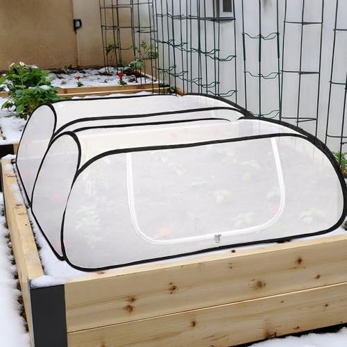 45" x 22" x 16" Pop Up Winter Garden Rows Plant Covers, Raised Garden Beds Vegetable Rows Cold-Proof Plant Protector, Freeze Protection Raised Bed Cover Accelerator for Snow Frost Protection - color: White-1Pc