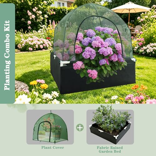 4.3x4.3x3FT Mesh Plant Cover w/Zipper for Raised Bed Seedling Vegetables - color: Mesh