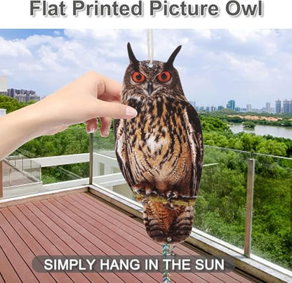 4PCS Hanging Flat Owl to Scare Pigeon Away from Outdoor - color: Brown Owls 4pcs