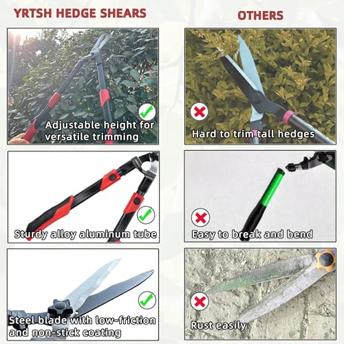 YRTSH Hedge Shears, Extendable 26"-32" Hedge Clippers with Sharp Wavy Blade - style: Telescopic Hedge Shears
