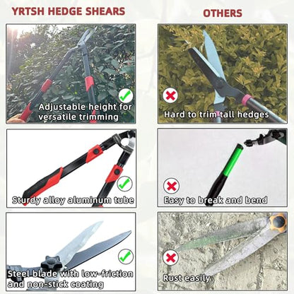 YRTSH Hedge Shears, Extendable 26"-32" Hedge Clippers with Sharp Wavy Blade - style: Telescopic Hedge Shears