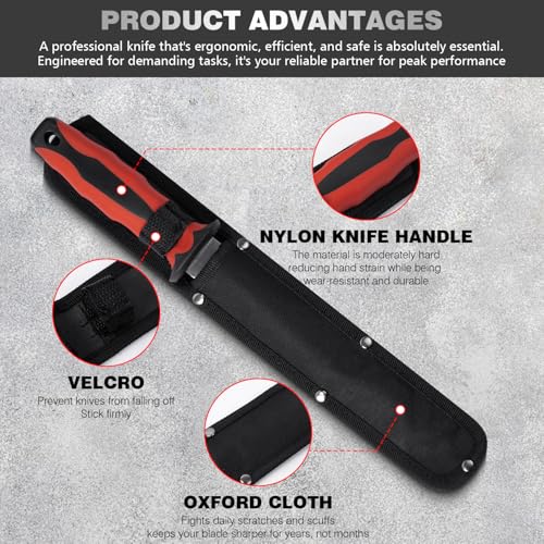 Insulating knife - sod knife, 7.87inch stainless steel blade, suitable for cutting insulating rock wool, Thermal insulation wool - color: short red