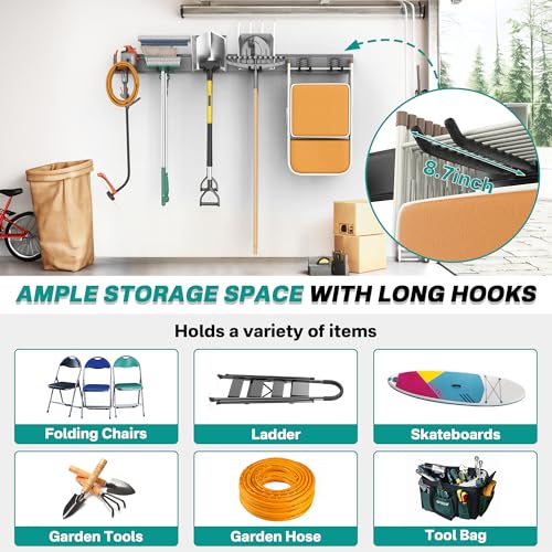 EVERHANGER Garage Tool Storage Organizer, Wall Mount Garden Tool Rack - size: 12Hooks