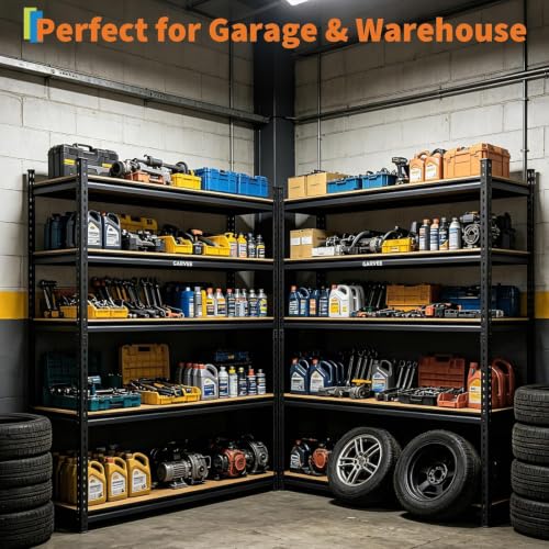 Heavy Duty 5-Tier Storage Shelves, 2204 lbs, 72"H x 48"W x 15.7"D - size: 72" H x 48" W x 15.7" D