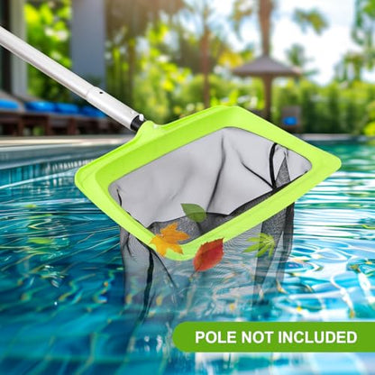 Sepetrel Pool Skimmer Net, Fine Nylon Mesh Deep Leaf Rake, No Pole - size: Deep Leaf Rake — No Pole