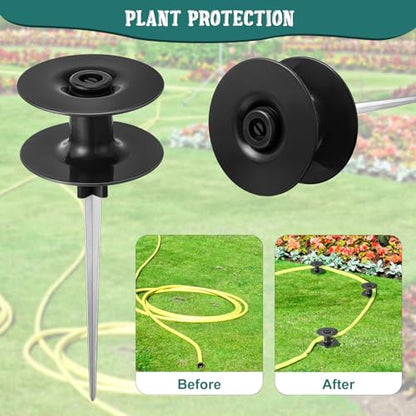 Chumia Garden Hose Guide Stakes, 10 Inch Metal Spike, Black, 12 Pieces - color: Black