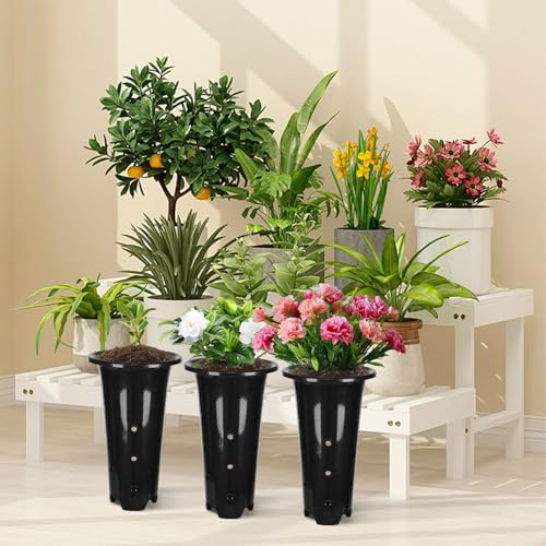 15 Pack Black Deep Plant Nursery Pots with Drainage Holes, (5.3" Wx8.66 H)