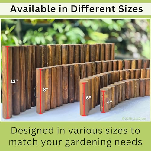 LaLaGreen Wooden Fence Panel (30x8in, 2 Pack) Flower Garden Edging Border - size: 8" x 2 Pack