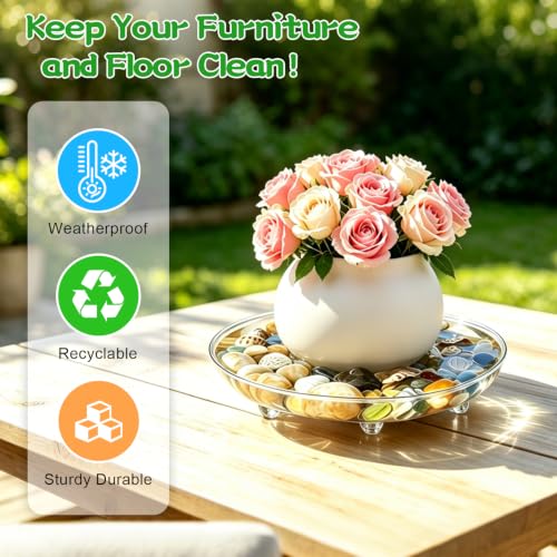 SupKing 6 Pack Plastic Plant Saucers with Raised Feet 6 inch / 8inch / 10inch /12inch Heavy Duty Clear Plant Trays to Catch Water Flower Pots Saucer for Indoor & Outdoor Plants (8” Clear) - size: 8in - 6 Pack