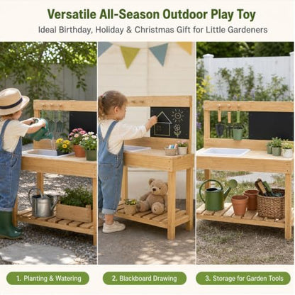 Kids Wooden Potting Bench Mud Kitchen,Children Gardening Table