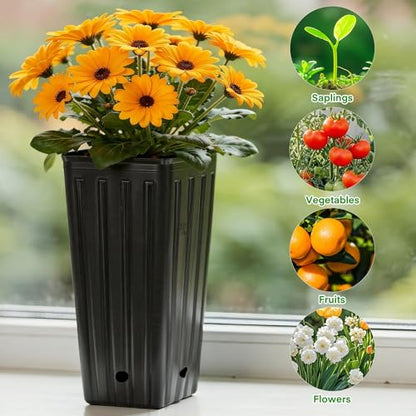 50PCS Tree Pots - 7.9" H x 3.9" W Tall Nursery Pots for Plants Indoor or Outdoor Gardening, Tall Planters with Drainage Holes - size: 7.9" H x 3.9" W