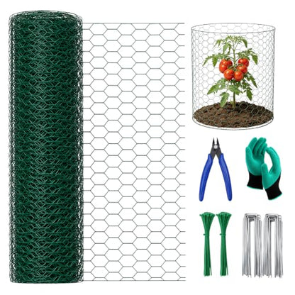 16in x 40ft PVC Coated Chicken Wire Mesh Fence - size: 40Ft x 16In
