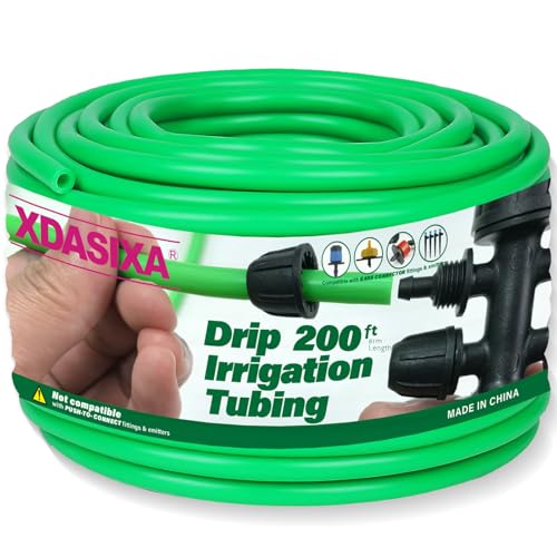 1/4" Drip Irrigation Tubing 200ft, Flexible UV-Resistant Garden Hose for DIY Irrigation Systems, Hydroponics, Greenhouse & Outdoor Watering, Lightweight Misting Tubing (Green) - size: 200 FT