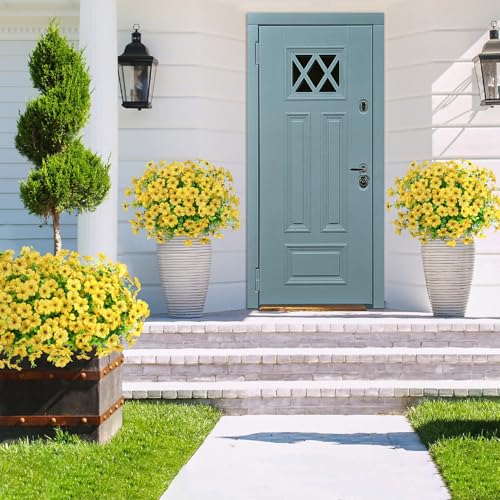 20 Bundles Artificial Flowers for Outdoors Fake Plants, Yellow - color: Yellow
