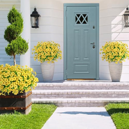 20 Bundles Artificial Flowers for Outdoors Fake Plants, Yellow - color: Yellow
