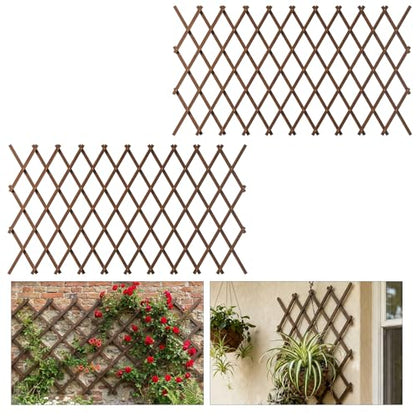 Expandable Garden Lattice, 38"x89" Wooden Trellis for Climbing Plants 2PCS - color: Brown-2PC, size: 38" x 89"