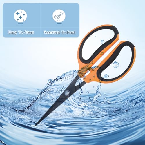 HARFINGTON 3pcs Trimming Scissors 7.2" Stainless Steel Garden Shears with Non-Stick Coating & Straight Precision Blade Hand Pruning Snips for Cutting Flowers