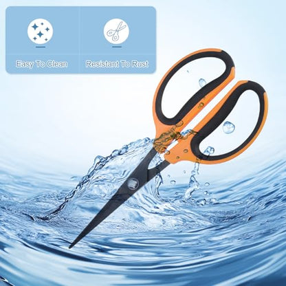 HARFINGTON 3pcs Trimming Scissors 7.2" Stainless Steel Garden Shears with Non-Stick Coating & Straight Precision Blade Hand Pruning Snips for Cutting Flowers
