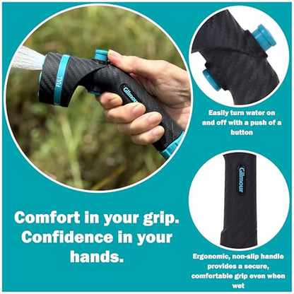 Gilmour Heavy Duty Button Control Garden Hose Nozzle with Swivel Connect