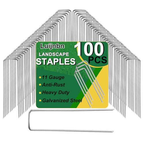 100 Pack Lawn Staples, Premium Garden Landscape Staples, Galvanized Heavy-Duty Gauge Stakes, U-Shaped Tent Stakes, Anti-Rust Fence Netting Pins Ground Spikes, Sod Pins - color: 100 Pack