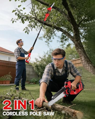 2-IN-1 Cordless Pole Saw and Chainsaw Compatible with Milwaukee Battery