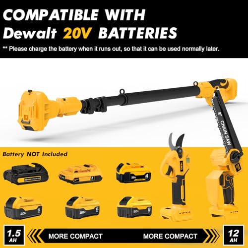 4-in-1 Cordless Pole Saw & Electric Pruning Shears for DeWalt 20V Battery