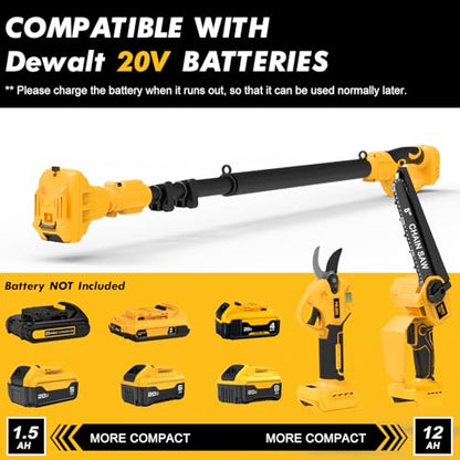 4-in-1 Cordless Pole Saw & Electric Pruning Shears for DeWalt 20V Battery