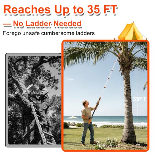 5-29 FT Extendable Manual Pole Saw, Tree Trimming Pruner with Flip & Screw Dual Lock, Adjustable Long Handle High Reach Cutter for Yard & Garden - size: 5-29FT