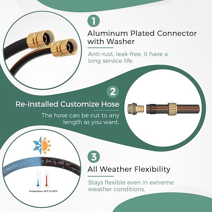 Giraffe Tools Leader Hose 5/8", 4ft Short Garden Hose - size: 4FT Double Females