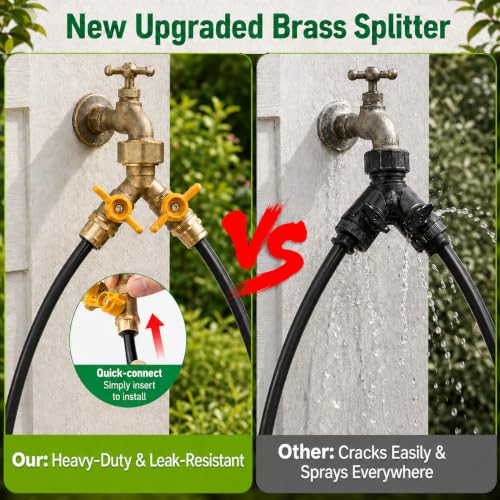 Bluepro 320FT Drip Irrigation System with Brass Splitter & Copper Nozzles - size: 320FT