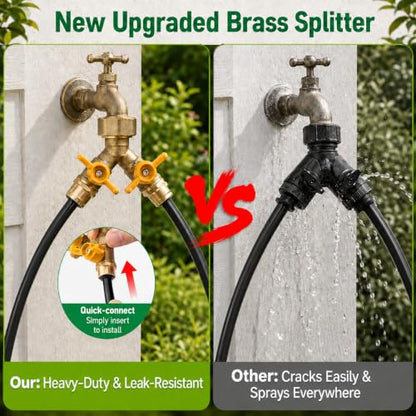 Bluepro 320FT Drip Irrigation System with Brass Splitter & Copper Nozzles - size: 320FT