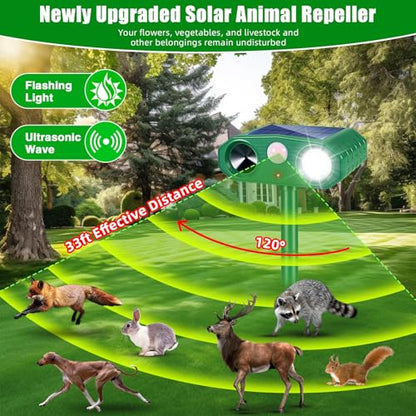 2 Pack Sonic Fortress Pro Deer Repellent Solar Animal Repellent Outdoor