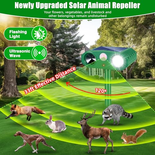 2 Pack Sonic Fortress Pro Deer Repellent Solar Animal Repellent Outdoor