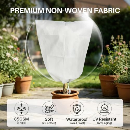 TOREAD 31"*40"Plant Frost Cover with Zipper and Drawstring, Non-Woven Freeze Protection, for Outdoor Plants, Breathable Winter Plant Cover for Shrubs, Potted Plants and Small Trees,2pack - size: 31" x 40"
