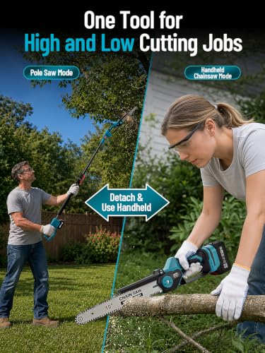 10'' Electric Pole Saws, 2-in-1 Mini Chainsaw for Tree Trimming - color: Blue, size: 10inch