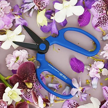 Flower Scissors With Black Carbon Steel Blades 7.0 Inch, Delphinium (Blue) - style: 7.0 Inch Blue
